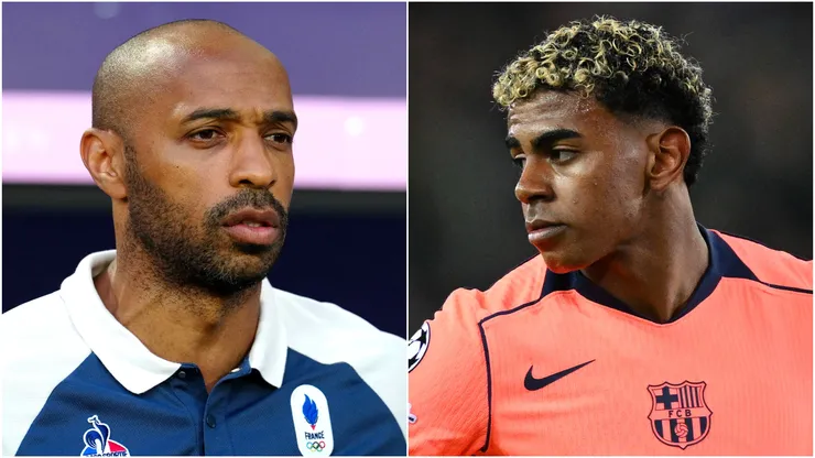 Thierry Henry (L) and Lamine Yamal (R) of FC Barcelona.