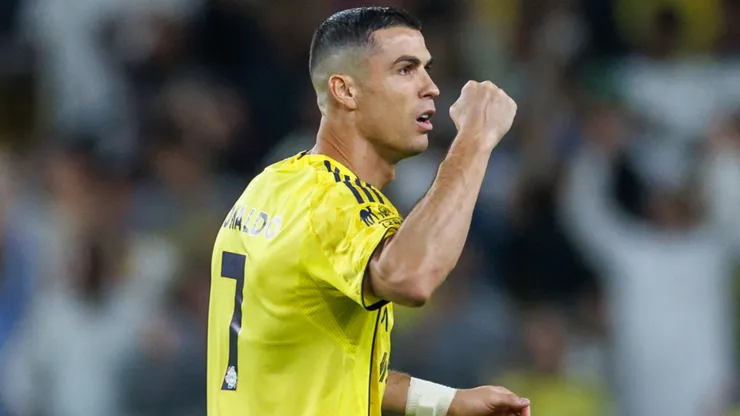 Cristiano Ronaldo of team Al-Nassr FC celebrates after scoring.
