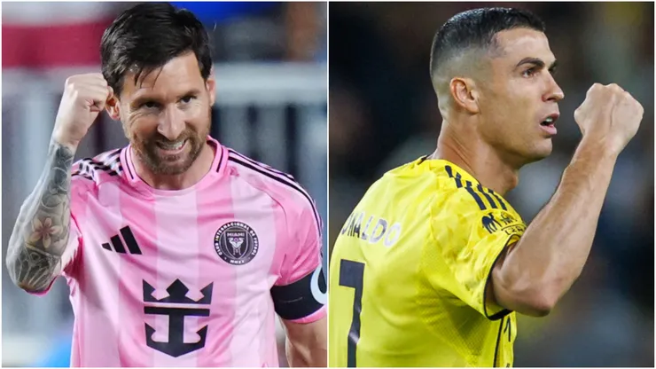 Lionel Messi #10 of Inter Miami CF and Cristiano Ronaldo of Al-Nassr FC.