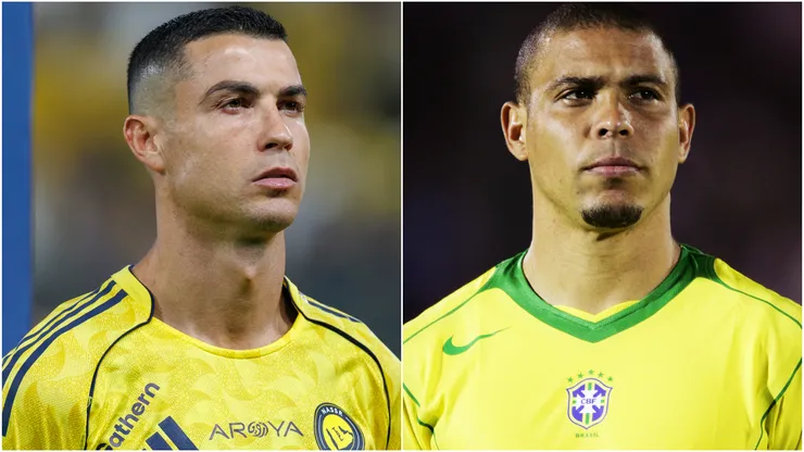 Cristiano Ronaldo of Al-Nassr FC and Ronaldo of Brazil prior to the 2006 World Cup Qualifier.