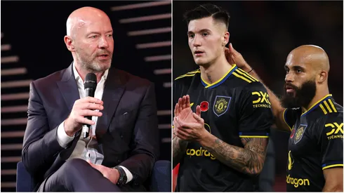 Alan Shearer, Premier League's all-time leading scorer, Benjamin Sesko and Bryan Mbeumo of Manchester United.