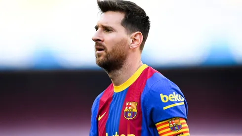 Lionel Messi of FC Barcelona looks on during the La Liga game.