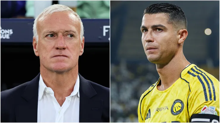 Didier Deschamps, Manager of France (L), and Cristiano Ronaldo (R) of Al-Nassr FC.