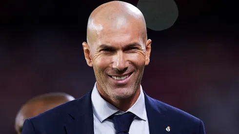 Zinedine Zidane of Real Madrid looks on prior to the start the La Liga match.