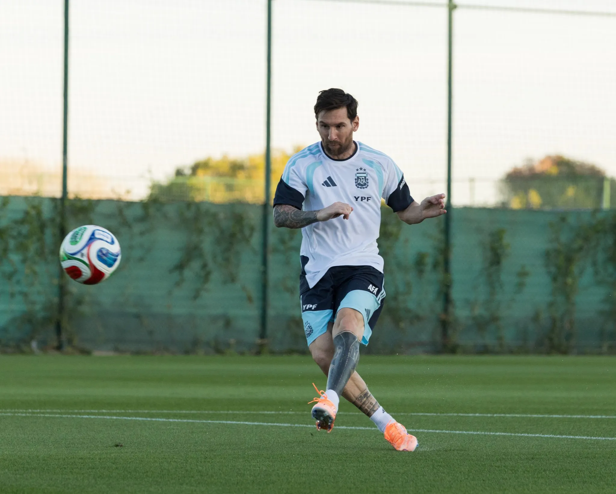 Lionel Messi during Argentina's training session.