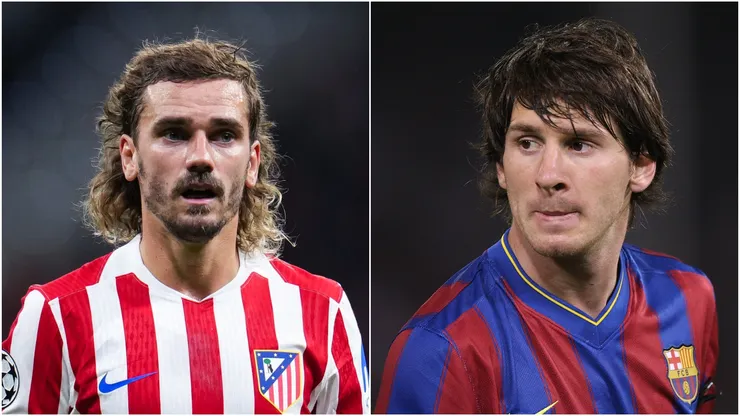 Antoine Griezmann (L) of Atletico Madrid and Lionel Messi (R) #10 of FC Barcelona.