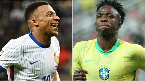 Kylian Mbappe of France and Vinicius Junior of Brazil.