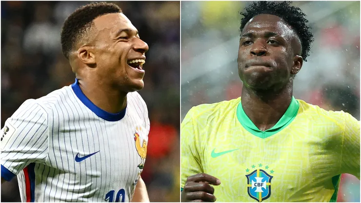 Kylian Mbappe of France and Vinicius Junior of Brazil.