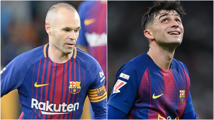 Barcelona legend Andres Iniesta and Pedri Gonzalez.
