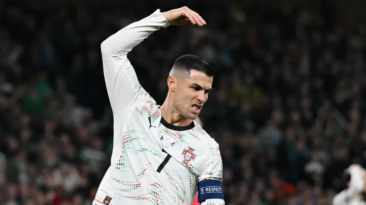 Cristiano Ronaldo of Portugal reacts during the FIFA World Cup 2026 qualifier match against Republic of Ireland.