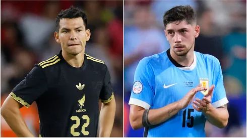 Mexico's Hirving Lozano and Uruguay's Federico Valverde.