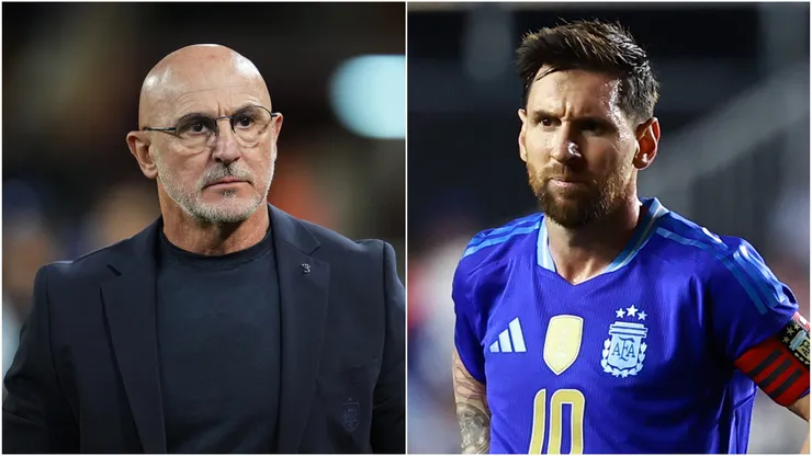 Spain coach Luis De La Fuente and Argentina star Lionel Messi.
