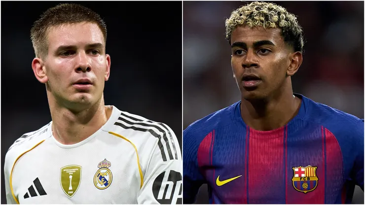 Franco Mastantuono of Real Madrid and Lamine Yamal of FC Barcelona.
