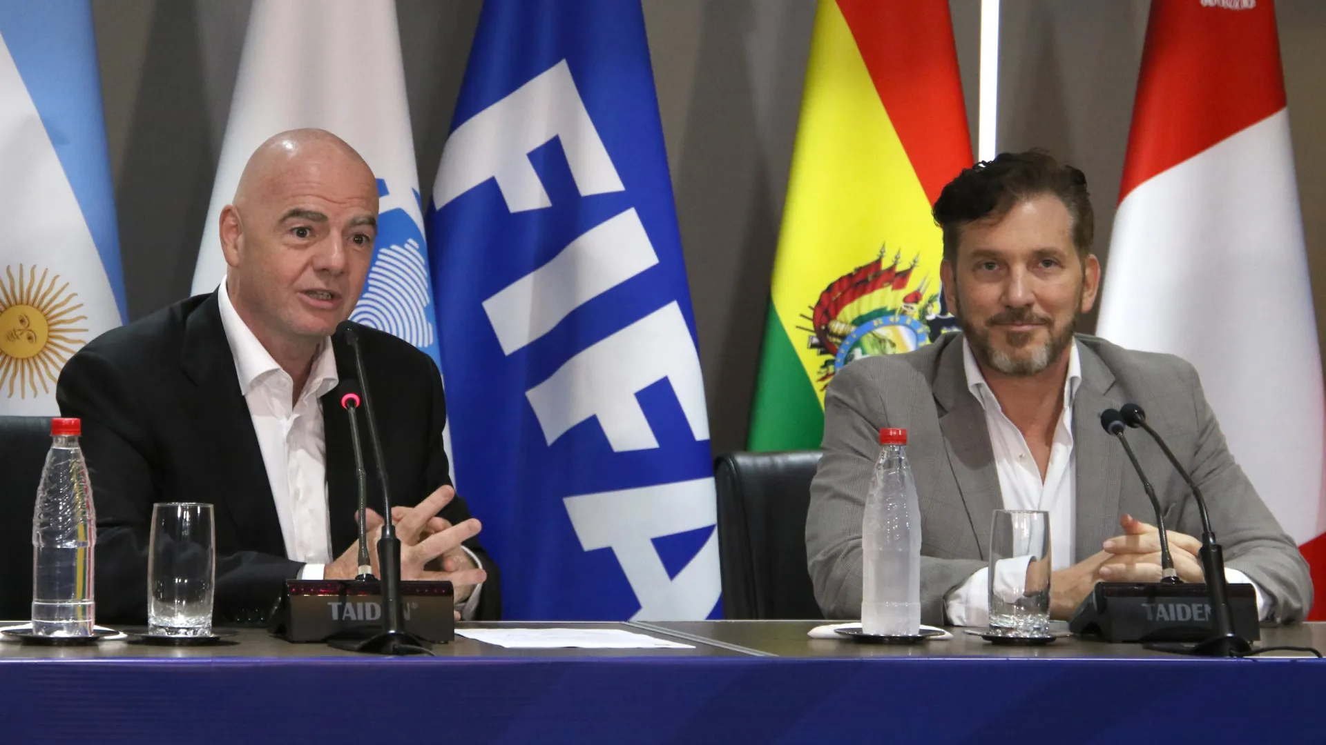 FIFA President Gianni Infantino with CONMEBOL President Alejandro Dominguez.