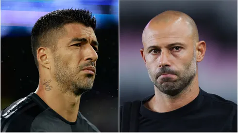 Inter Miami forward Luis Suarez and head coach Javier Mascherano.