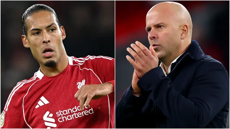 Virgil van Dijk and Arne Slot of Liverpool.