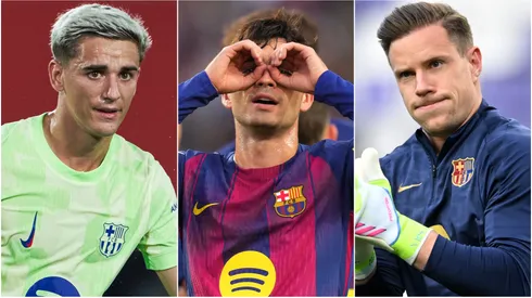 Gavi (left), Pedri (center0, and Marc-Andre Ter Stegen (right)