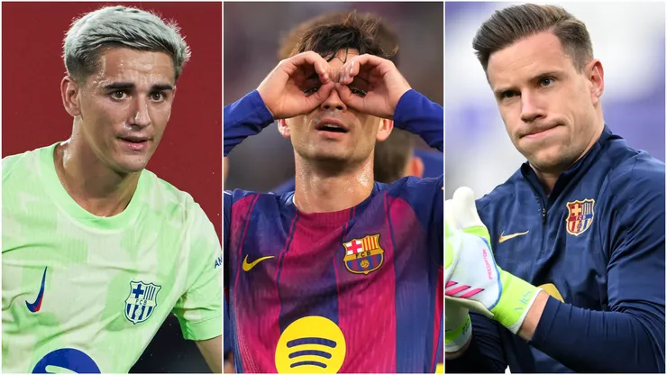 Gavi (left), Pedri (center0, and Marc-Andre Ter Stegen (right)