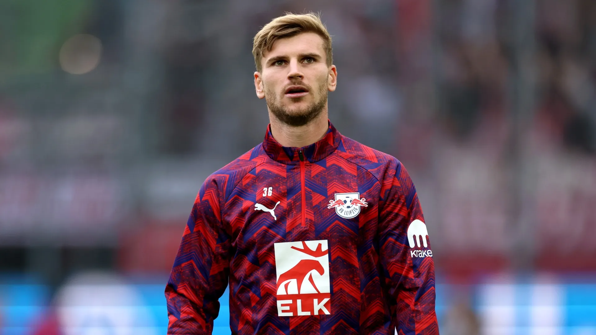 Timo Werner of RB Leipzig warming up.