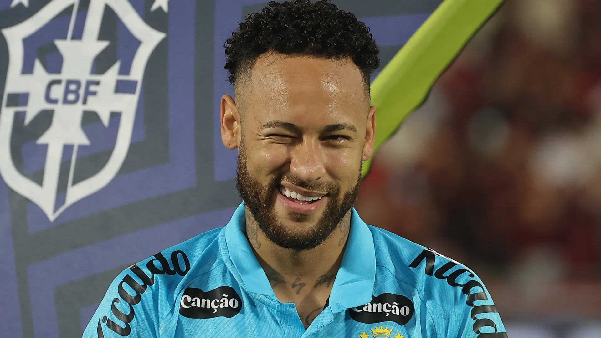 Santos FC star Neymar smiling