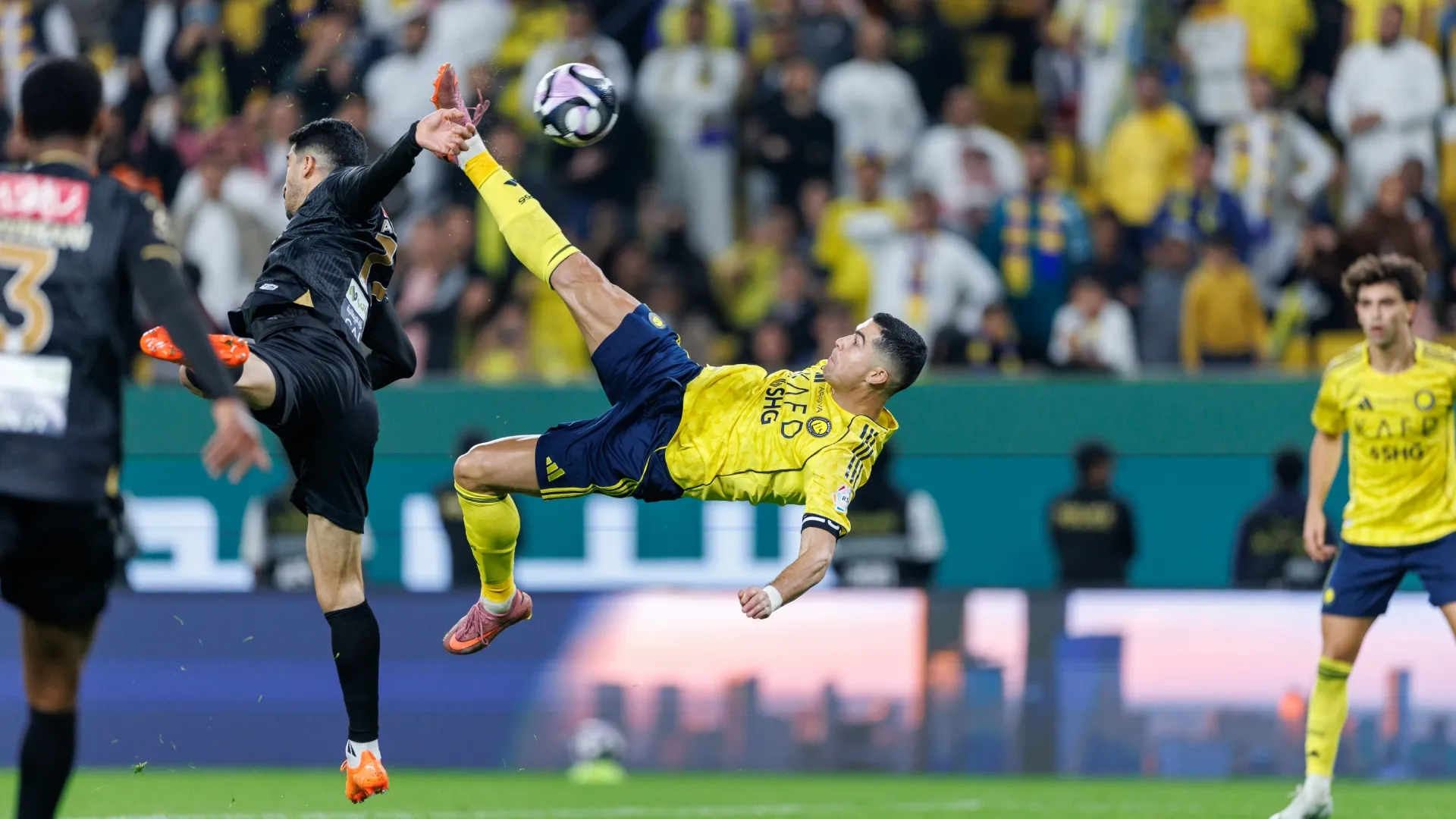Cristiano Ronaldo of Al-Nassr FC scoring a bicycle kick.