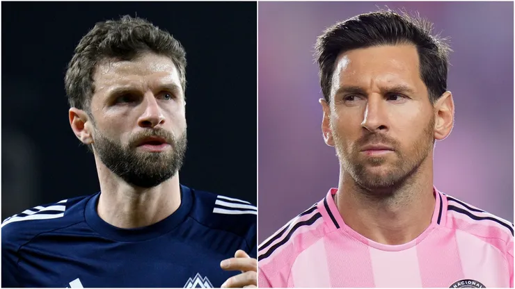 Thomas Müller (L) #13 of the Vancouver Whitecaps FC and Lionel Messi (R) #10 of Inter Miami CF.