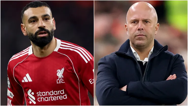 Liverpool's Mohamed Salah and coach Arne Slot.