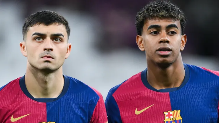 Pedri and Lamine Yamal of FC Barcelona during the LaLiga match.