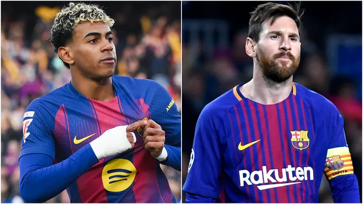 Barcelona star Lamine Yamal and Lionel Messi.