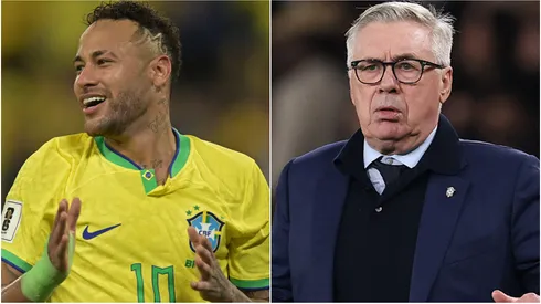 Neymar Jr and Brazil's coach Carlo Ancelotti.