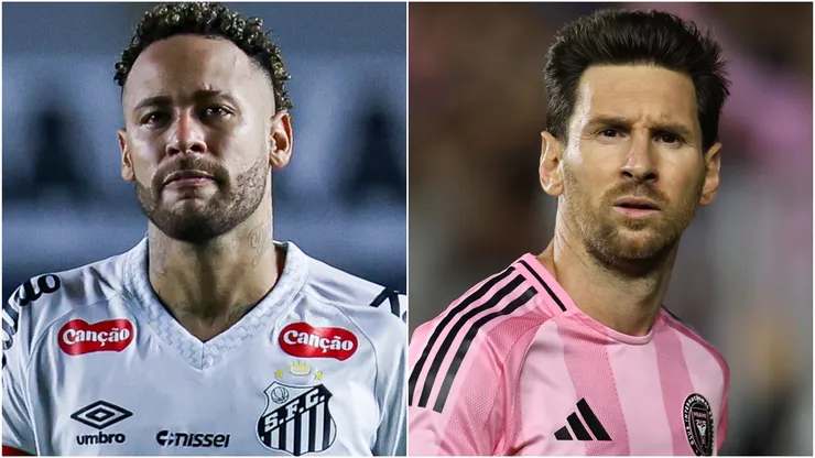 Neymar Junior of Santos and Lionel Messi #10 of Inter Miami CF.