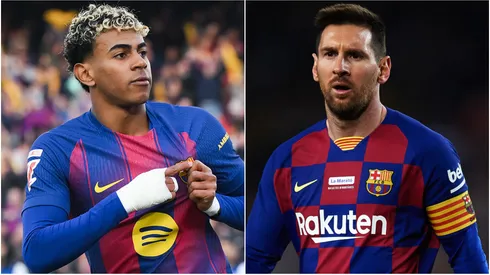 Barcelona star Lamine Yamal and Lionel Messi.