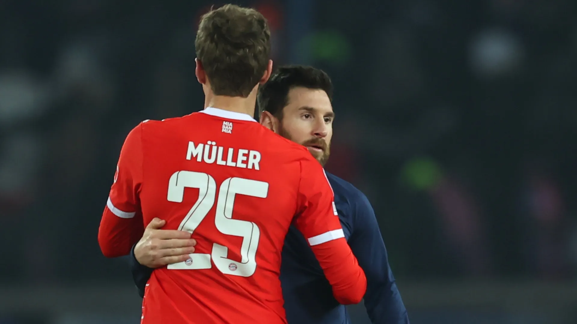 Bayern Munich's Thomas Muller and PSG's Lionel Messi