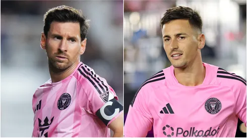 Lionel Messi #10 and Tadeo Allende #21 of Inter Miami CF.