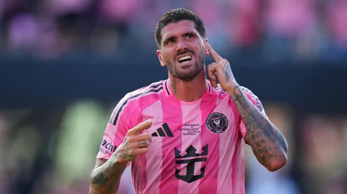 Rodrigo De Paul #7 of Inter Miami CF celebrates after scoring in the 2025 MLS Cup Final against Vancouver Whitecaps FC.