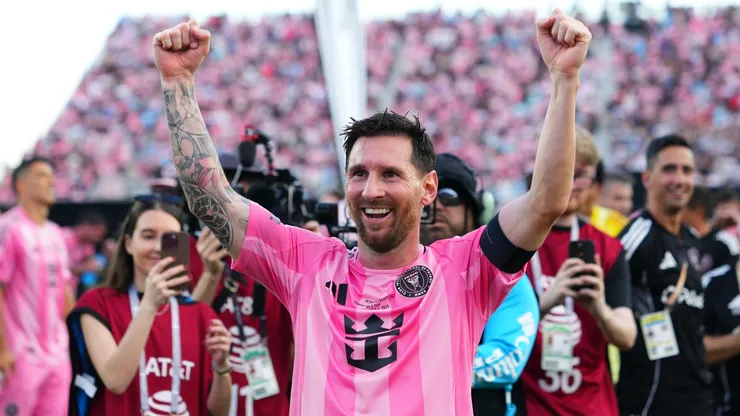 Lionel Messi #10 of Inter Miami CF celebrates winning the 2025 MLS Cup.