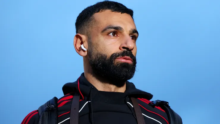 Mohamed Salah of Liverpool arrives to Elland Road stadium.