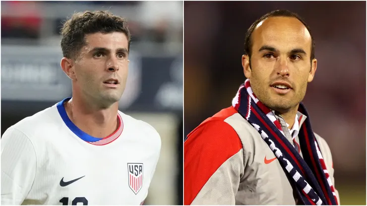 Christian Pulisic and Landon Donovan of the United States. 
