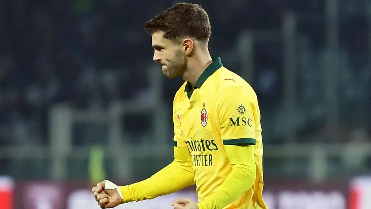 Christian Pulisic of AC Milan celebrates scoring
