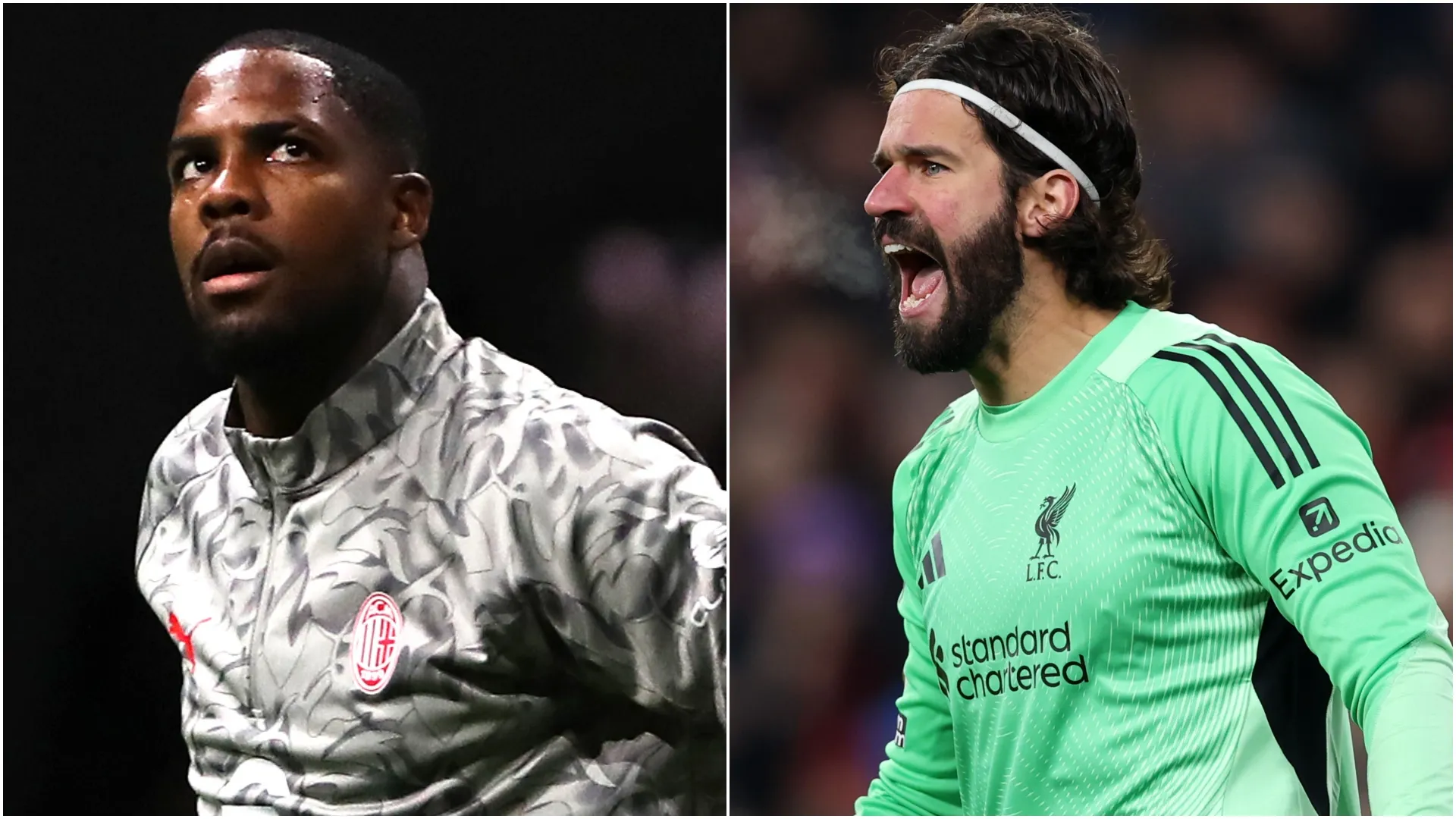 AC Milan's Mike Maignan and Liverpool's Alisson Becker