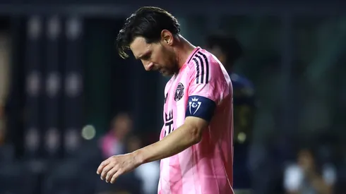 Lionel Messi of Inter Miami CF looks dejected in the CONCACAF Champions Cup Semi-final Second Leg against Vancouver Whitecaps.