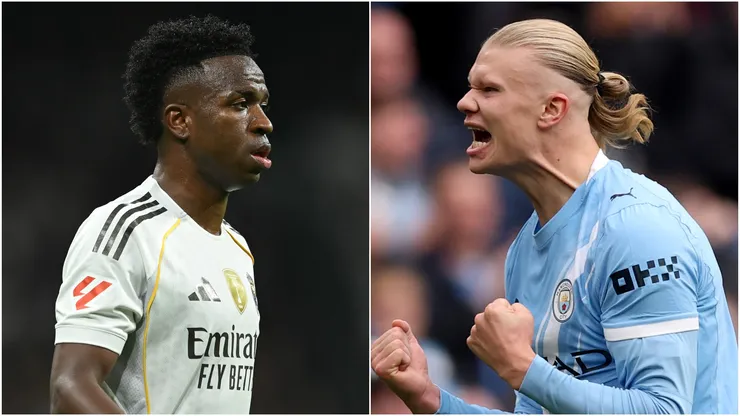 Real Madrid's Vinicius and Manchester City's Erling Haaland.