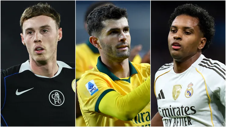 Cole Palmer 9left), Christian Pulisic (center), and Rodrygo (right)