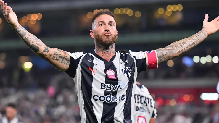 Sergio Ramos of Monterrey celebrates after scoring the team's first goal against Pumas UNAM.