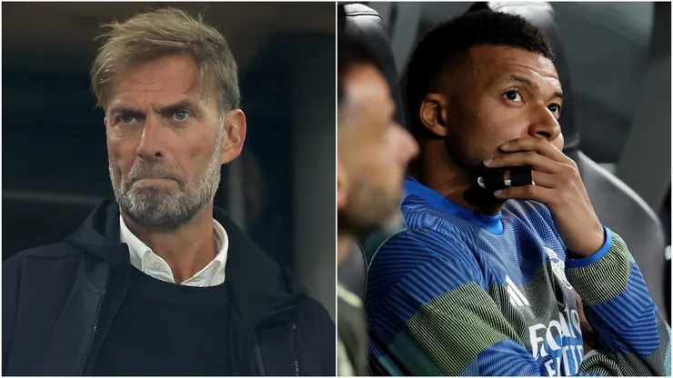 Jurgen Klopp (left) and Kylian Mbappe (right)