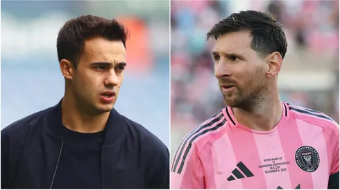 Sergio Reguilon (L) and Lionel Messi (R) of Inter Miami.