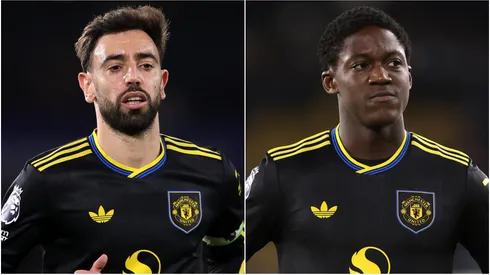 Manchester United stars Bruno Fernandes and Kobbie Mainoo.