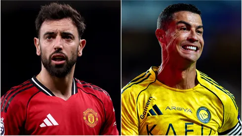 Bruno Fernandes of Manchester United and Cristiano Ronaldo of Al-Nassr.