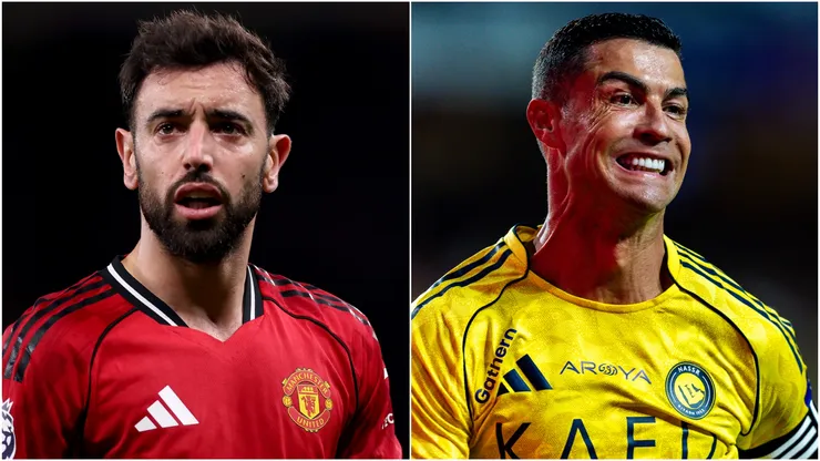 Bruno Fernandes of Manchester United and Cristiano Ronaldo of Al-Nassr.