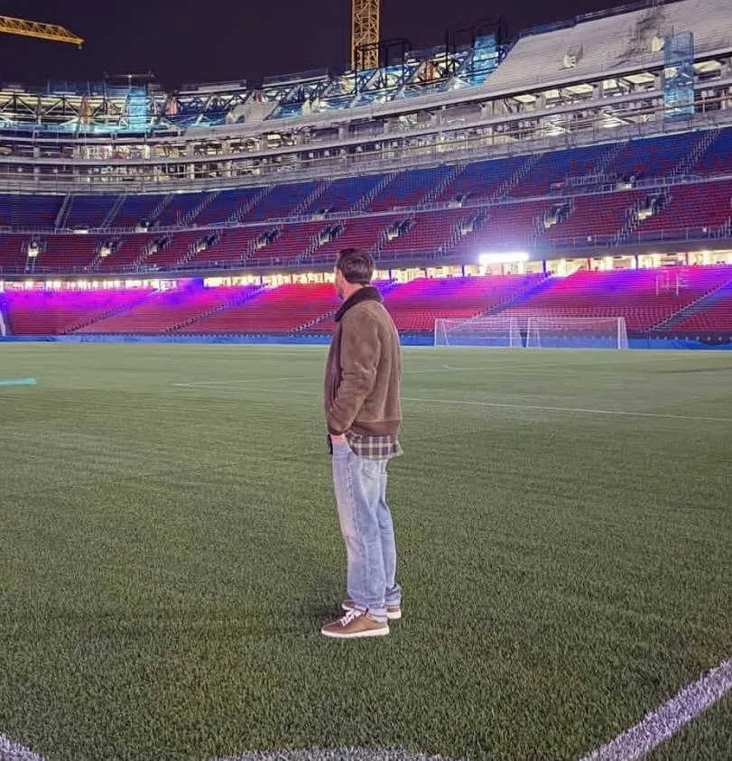 Lionel Messi visiting the revamped Camp Nou.